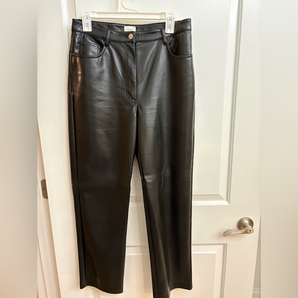 Wilfred Black Leather Straight Leg Jeans